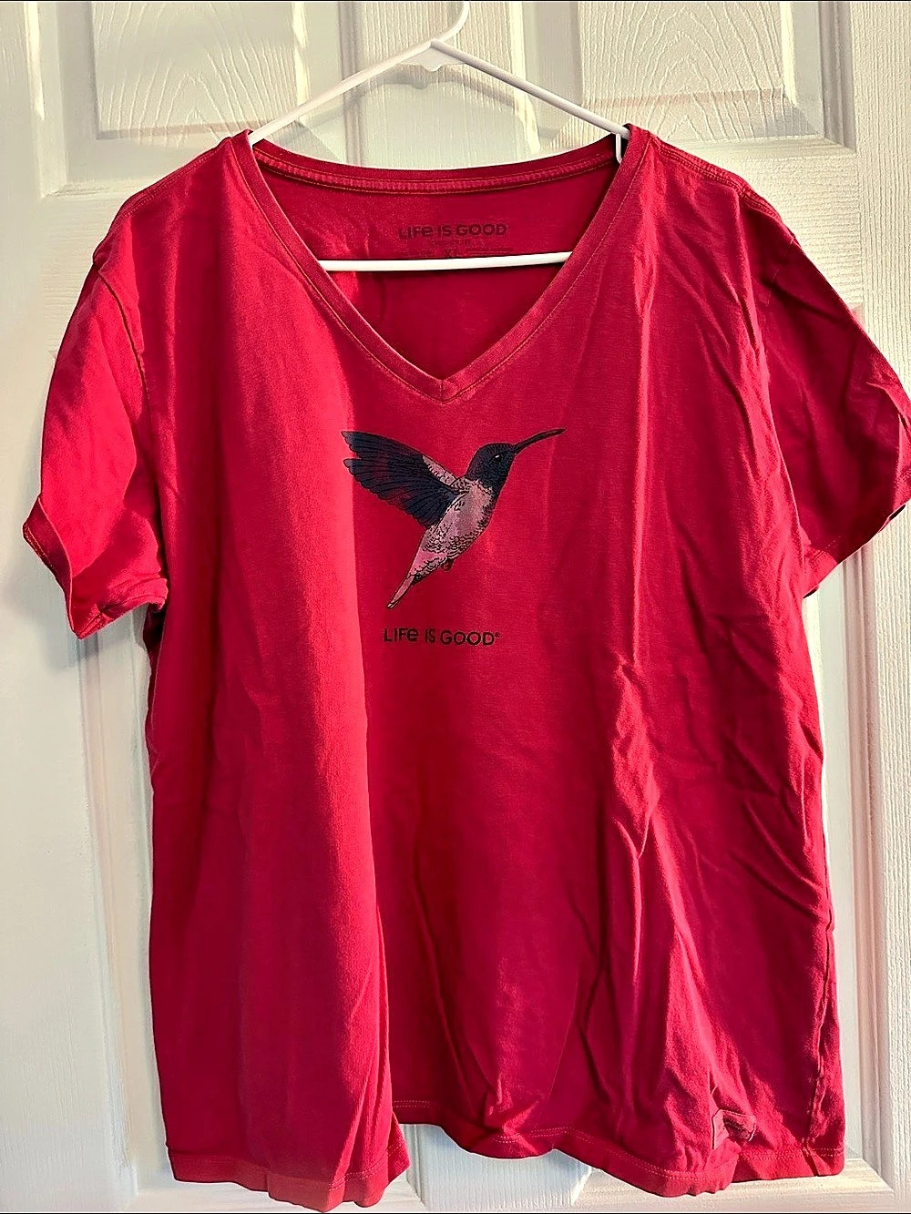 Life is Good Hummingbird Crusher Tee Pink XL